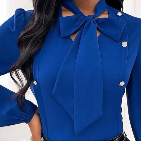 Brand new Elegant blouse Royal Blue from Shein size M - Picture 3 of 6